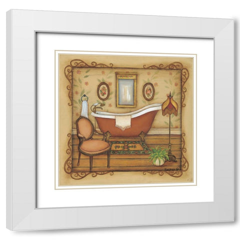 Vintage Bath White Modern Wood Framed Art Print with Double Matting by Lewis, Kim