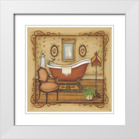 Vintage Bath White Modern Wood Framed Art Print with Double Matting by Lewis, Kim