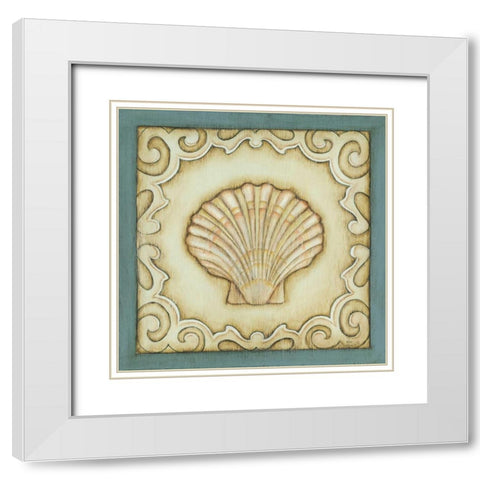 Cottage Seashell White Modern Wood Framed Art Print with Double Matting by Lewis, Kim