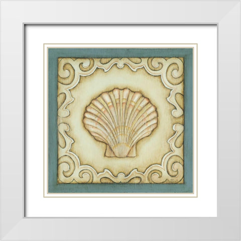 Cottage Seashell White Modern Wood Framed Art Print with Double Matting by Lewis, Kim
