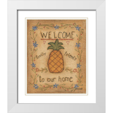 Pineapple White Modern Wood Framed Art Print with Double Matting by Lewis, Kim