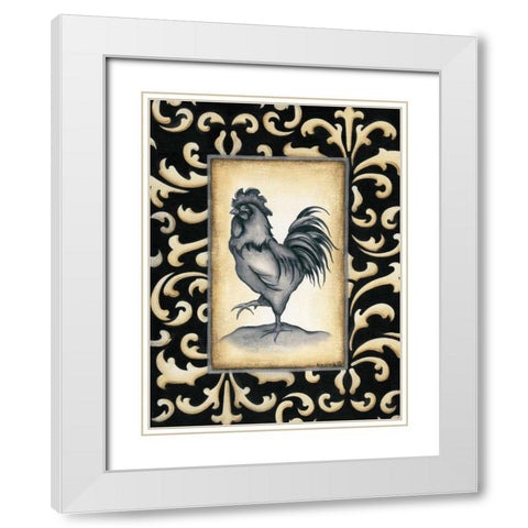 Rooster II White Modern Wood Framed Art Print with Double Matting by Lewis, Kim