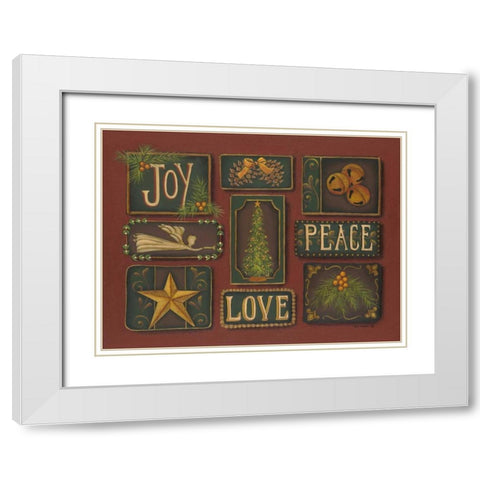 Joy Peace Love White Modern Wood Framed Art Print with Double Matting by Lewis, Kim