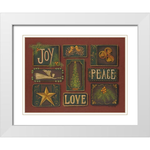 Joy Peace Love White Modern Wood Framed Art Print with Double Matting by Lewis, Kim