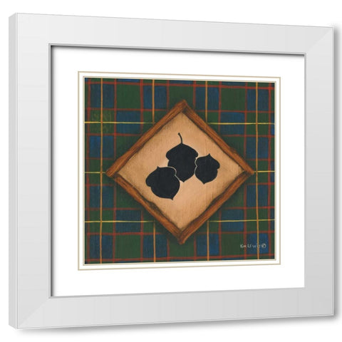 Acorns White Modern Wood Framed Art Print with Double Matting by Lewis, Kim