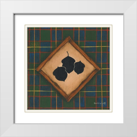 Acorns White Modern Wood Framed Art Print with Double Matting by Lewis, Kim
