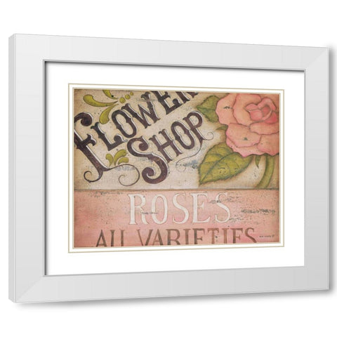 Flower Shop Roses White Modern Wood Framed Art Print with Double Matting by Lewis, Kim
