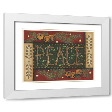 Peace White Modern Wood Framed Art Print with Double Matting by Lewis, Kim