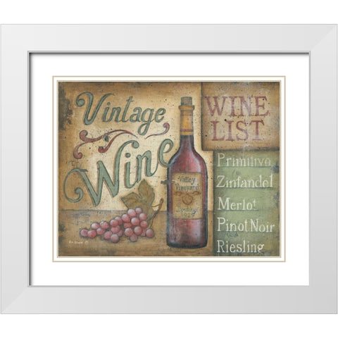 Wine List White Modern Wood Framed Art Print with Double Matting by Lewis, Kim