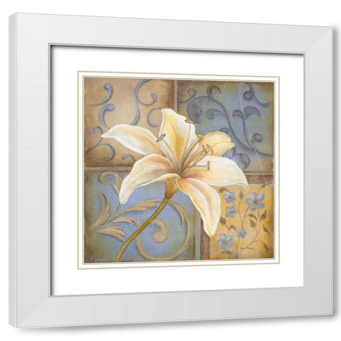 White Lily White Modern Wood Framed Art Print with Double Matting by Lewis, Kim