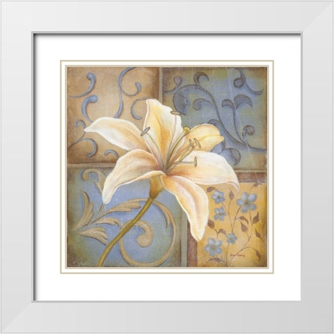 White Lily White Modern Wood Framed Art Print with Double Matting by Lewis, Kim