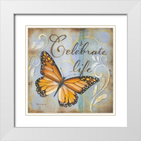 Celebrate White Modern Wood Framed Art Print with Double Matting by Lewis, Kim