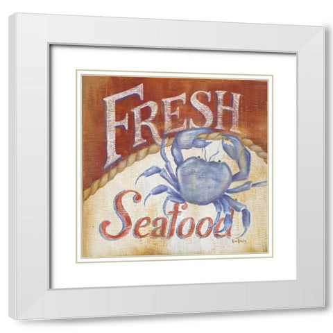 Fresh Seafood White Modern Wood Framed Art Print with Double Matting by Lewis, Kim