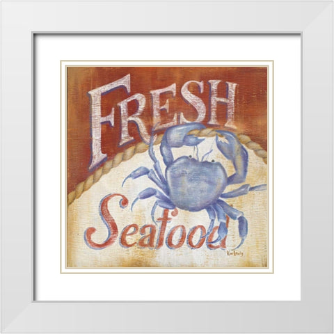 Fresh Seafood White Modern Wood Framed Art Print with Double Matting by Lewis, Kim