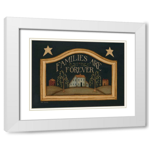 Families are Forever White Modern Wood Framed Art Print with Double Matting by Lewis, Kim