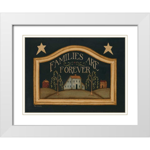 Families are Forever White Modern Wood Framed Art Print with Double Matting by Lewis, Kim