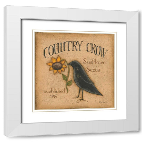 Country Crow White Modern Wood Framed Art Print with Double Matting by Lewis, Kim