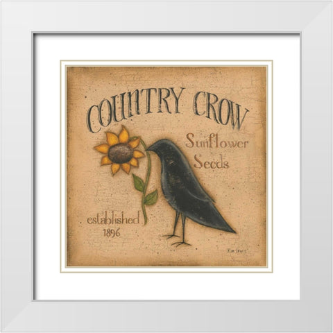 Country Crow White Modern Wood Framed Art Print with Double Matting by Lewis, Kim