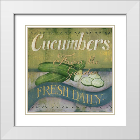 Cucumber White Modern Wood Framed Art Print with Double Matting by Lewis, Kim