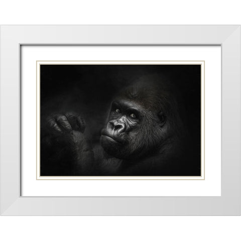 The King Watches White Modern Wood Framed Art Print with Double Matting by Parker, Kelley
