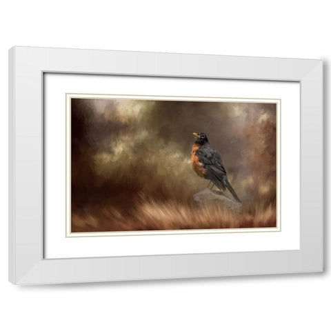 Greeting Autumn White Modern Wood Framed Art Print with Double Matting by Parker, Kelley