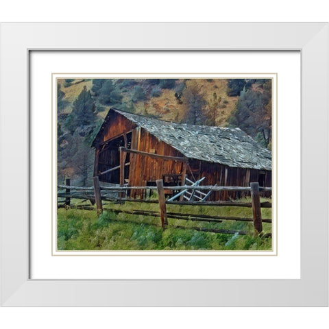 Old Barn and Corral White Modern Wood Framed Art Print with Double Matting by McFerrin, Larry