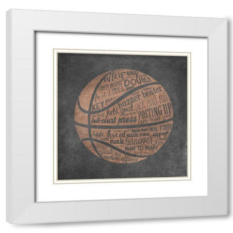 Basketball Terms White Modern Wood Framed Art Print with Double Matting by Longfellow Designs