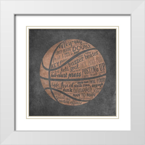 Basketball Terms White Modern Wood Framed Art Print with Double Matting by Longfellow Designs