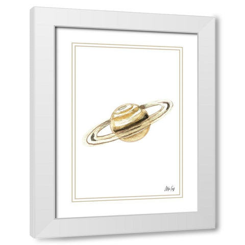 Saturn White Modern Wood Framed Art Print with Double Matting by Fay, Mela
