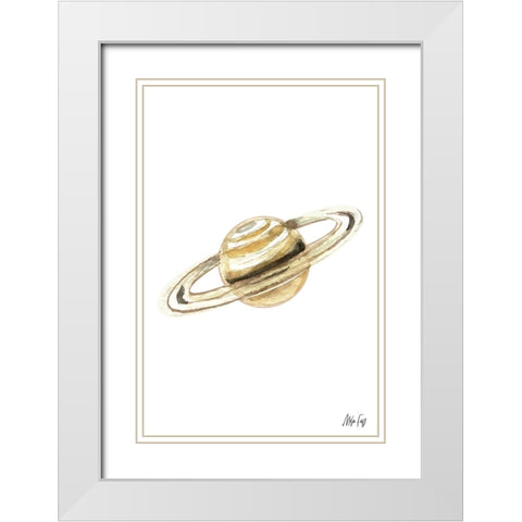Saturn White Modern Wood Framed Art Print with Double Matting by Fay, Mela