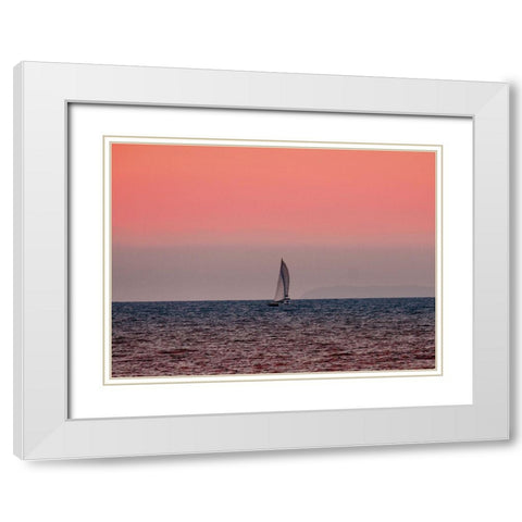 Sunset White Modern Wood Framed Art Print with Double Matting by Singleton, Ashley