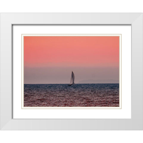 Sunset White Modern Wood Framed Art Print with Double Matting by Singleton, Ashley