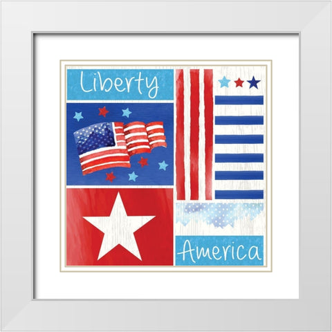 Americana Pattern I White Modern Wood Framed Art Print with Double Matting by ND Art