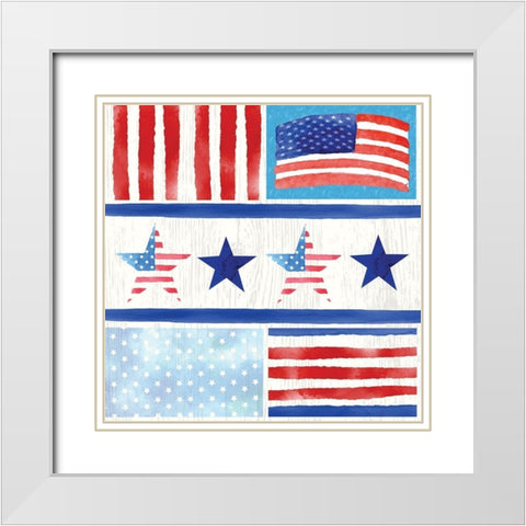 Americana Pattern III White Modern Wood Framed Art Print with Double Matting by ND Art
