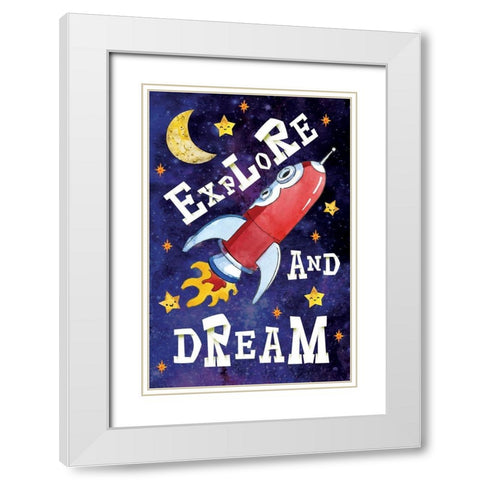 Explore and Dream White Modern Wood Framed Art Print with Double Matting by ND Art