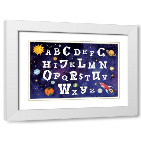 Space Alphabet White Modern Wood Framed Art Print with Double Matting by ND Art