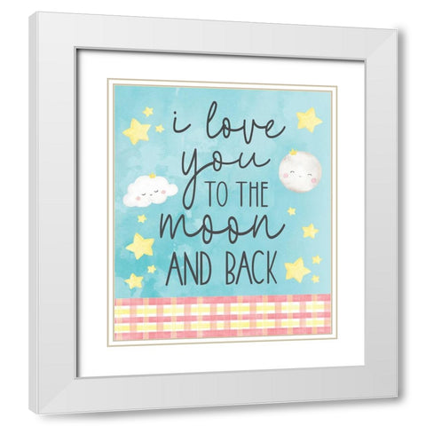 To the Moon White Modern Wood Framed Art Print with Double Matting by ND Art