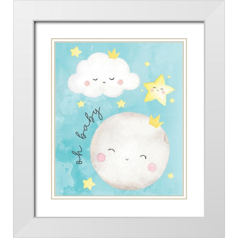 Oh Baby White Modern Wood Framed Art Print with Double Matting by ND Art