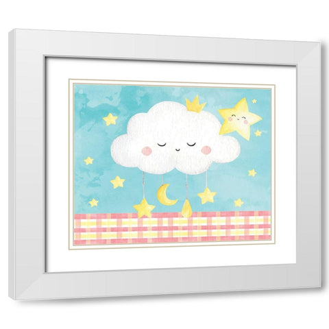 Nursery Stars White Modern Wood Framed Art Print with Double Matting by ND Art