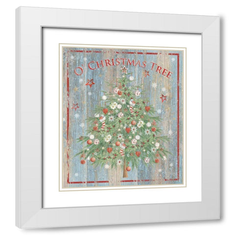 O Christmas Tree White Modern Wood Framed Art Print with Double Matting by P.S. Art Studios