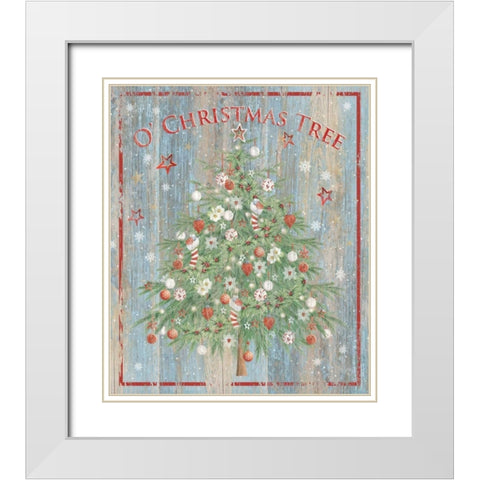 O Christmas Tree White Modern Wood Framed Art Print with Double Matting by P.S. Art Studios