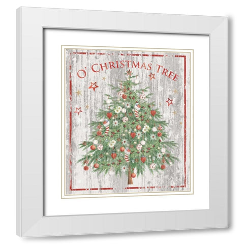 O Christmas Tree White Modern Wood Framed Art Print with Double Matting by P.S. Art Studios
