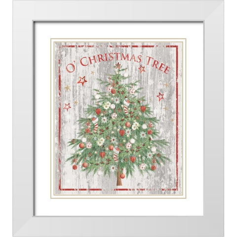 O Christmas Tree White Modern Wood Framed Art Print with Double Matting by P.S. Art Studios