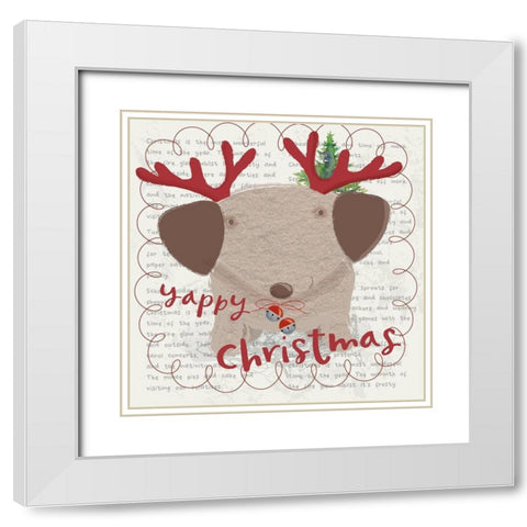 Yappy Christmas White Modern Wood Framed Art Print with Double Matting by P.S. Art