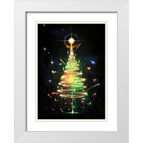 Oh Christmas Tree III White Modern Wood Framed Art Print with Double Matting by P.S. Art