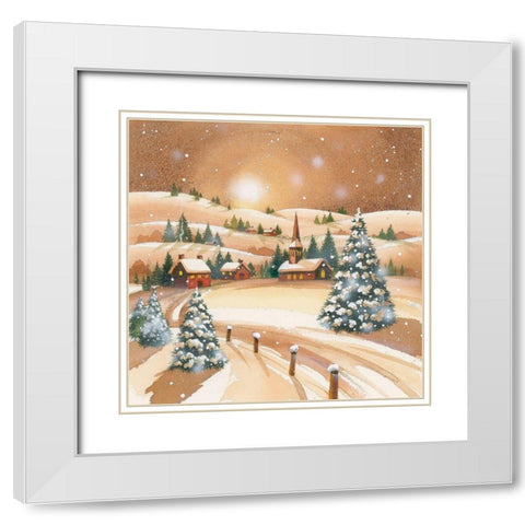 Evening Before Christmas White Modern Wood Framed Art Print with Double Matting by P.S. Art
