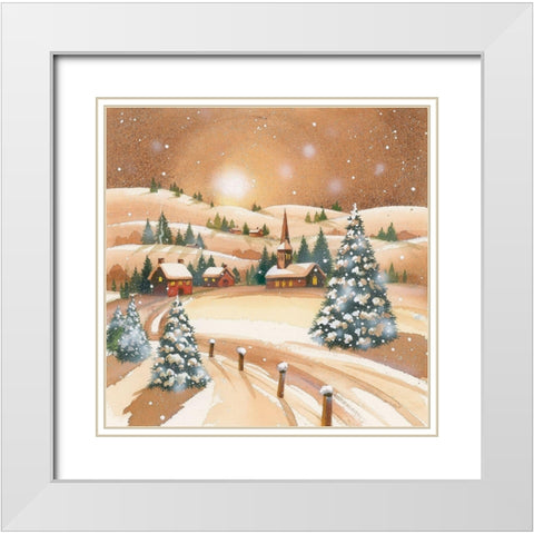 Evening Before Christmas White Modern Wood Framed Art Print with Double Matting by P.S. Art