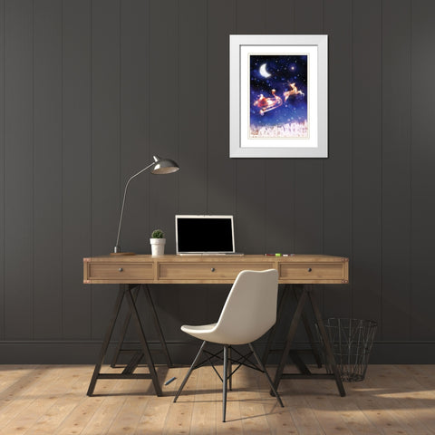 Santas Ride White Modern Wood Framed Art Print with Double Matting by P.S. Art
