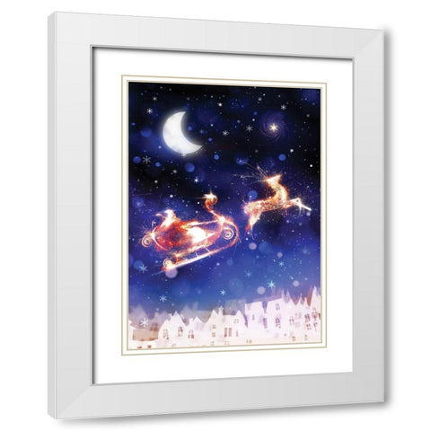 Santas Ride White Modern Wood Framed Art Print with Double Matting by P.S. Art