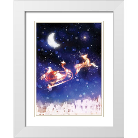 Santas Ride White Modern Wood Framed Art Print with Double Matting by P.S. Art